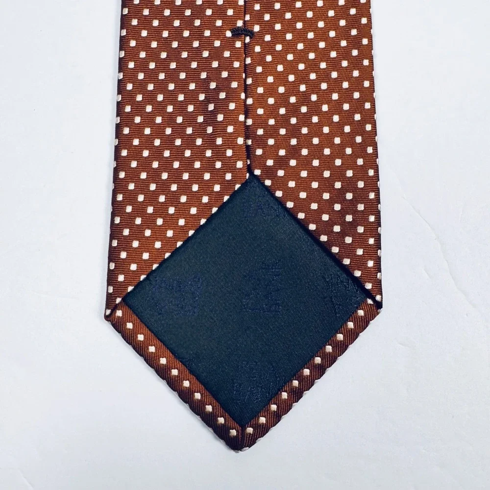 Jos A Bank Executive Collection Tie Brown White‎ Polka Dit Silk Necktie Classic